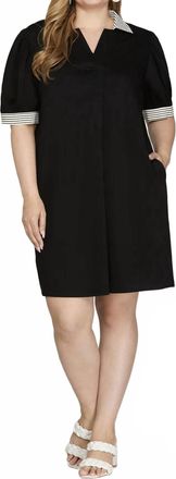 She + Sky Kaia Puff Sleeve Mini Dress - Plus In Black