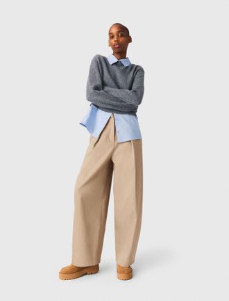 Maje Cotton Balloon Trousers - Beige - Maje