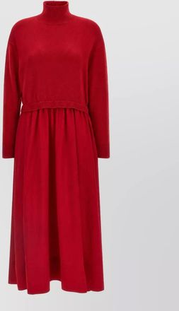 Polo Ralph Lauren wool ribbed turtleneck long-sleeve flared maxi dress