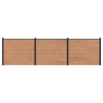 vidaXL Panel De Valla 3 Pcs Wpc Y Aluminio Marr&oacute;n Vidaxl