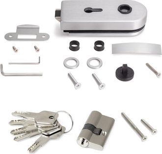 Emuca Emuca - Cerradura Para Puerta De Cristal Con Marco De Madera, Bombillo Con Llaves, Puerta Vidrio 8-12mm, Acero Y Aluminio, Anodizado Mate
