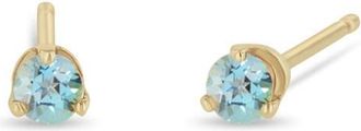 Zo&euml; Chicco 14K Gold Stone Stud Earrings in Yellow Gold/Aquamarine at Nordstrom