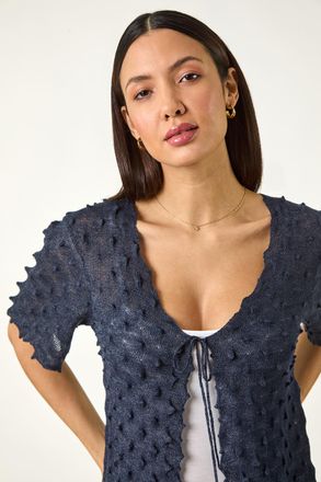Roman Textured Tie Front Shrug