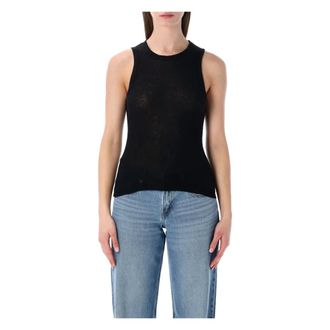 James Perse Sleeveless Tops, female, Black, Size: S Cotton Cashmere Rib Shell Top