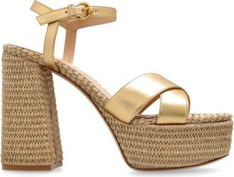 Gianvito Rossi Bebe platform sandalen - Dames - Sandalen met hakken - Geel - 38 1/2 EU - Leer - Schoenen