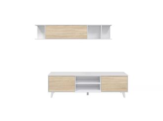 Usinestreet Mueble de TV roble canadian y blanco