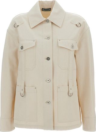 Durazzi Milano Beige Denim Utility Overshirt