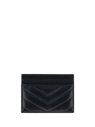 Saint Laurent Womens Lambskin Card Holder Nero Lamb Ovis Aries Wallet
