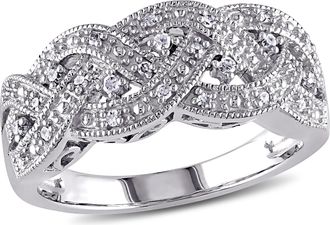 Mimi & Max 1/8 CT TW Braided Diamond Ring in Sterling Silver