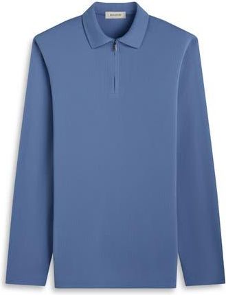 Bugatchi Ottoman Rib Half Zip Long Sleeve Polo in Cobalt at Nordstrom Rack, Size X-Large