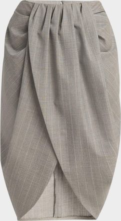 Stella McCartney Striped Melange Draped Tulip Midi Skirt