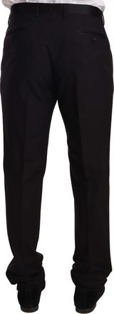 Dolce & Gabbana Mens Virgin Wool Formal Tuxedo Trousers Black Silk