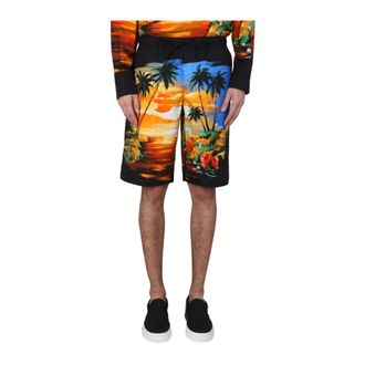 Dolce & Gabbana Korte Broeken, Heren, Veelkleurig, M, Silk Twill Bermuda Shorts