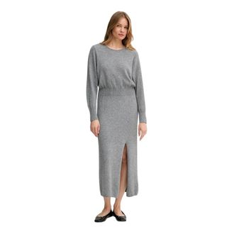 Oui Kleedjes, Dames, Grijs, S, Wol, Maxi Jurken