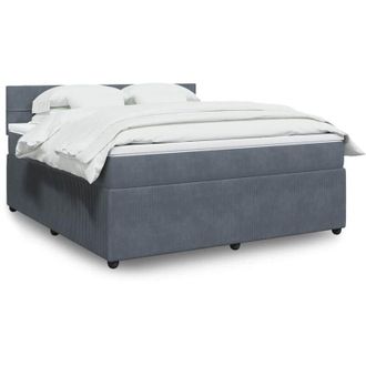 vidaXL Vidaxl - Cama Box Spring Con Colch&oacute;n Terciopelo Gris Oscuro 180x200 Cm