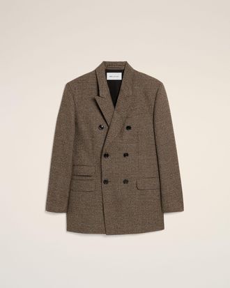 Ami Ami Paris - Brown double breasted houndstooth wool blazer Brown - Size: 44 - for Men