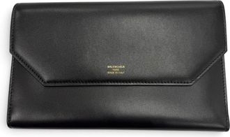 Balenciaga Black Leather Long Wallet (Tri-Fold) (Pre-Owned)