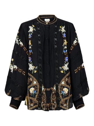 Camilla long-sleeve ottoman elegance blouse - women - Silk - M - Black