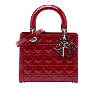 Dior Pre-owned Lady Dior Handbag - Dames - Pre-owned - Rood - Maat: ONE Size Leer