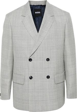 BOSS tartan-check blazer - men - Viscose/Virgin Wool - 48 - Blue