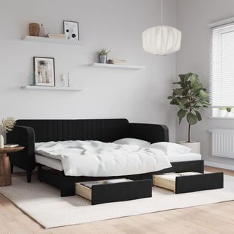 vidaXL Sof&aacute; Cama Nido Con Cajones Terciopelo Negro 90x190 Cm Vidaxl