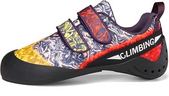 Generic Entry-Level Professional Training Shoes for Men - Anti-Slip Wear-Resistant Bouldering Lightweight Rock Climbing Shoes (Black Yellow red,9.5)