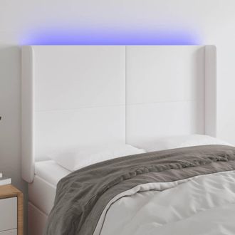 vidaXL Cabecero Con Led Cuero Sint&eacute;tico Blanco 147x16x118/128 Cm Vidaxl