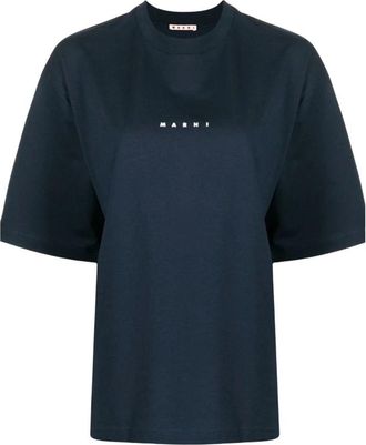 Marni T-shirt - Dames - T-shirts - Blauw - 2XS - Katoen - Tops
