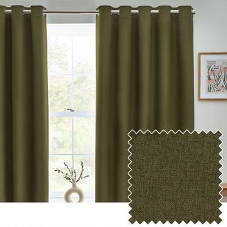 furn. Dawn Blackout Eyelet Curtain Pair in Olive | Size: 229 cm width x 229 cm drop