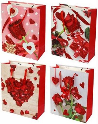 Trade Shop Trade Shop - Set 6 Pz. Buste Da Regalo 30x40x12cm Borsa San Valentino Rose Vari Modelli 71100