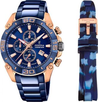 Festina F20711-1 Mens Chrono Bike Watch and Strap Gift Set - Rose Gold - One Size