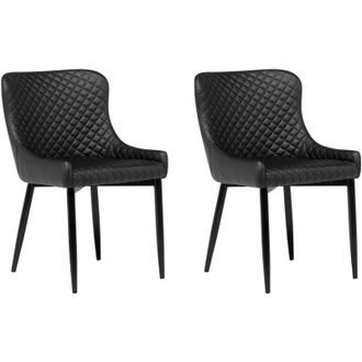 Beliani Set di 2 Sedie da Pranzo in Ecopelle Nera Stile Glamour Eclettico Solano