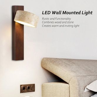 OEM Aplique De Pared Led Giratorio, Luz C&aacute;lida, Para Dormitorio, Madera Y Nogal