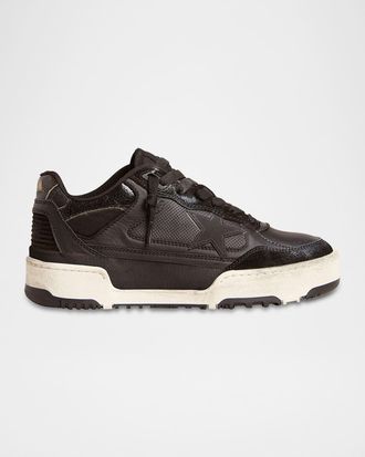 Golden Goose Mens Forty2 Leather and Suede Low-Top Sneakers