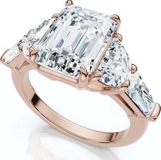 Pompeii3 Certified 4 1/2Ct Tessa Emerald Engagement Ring 14k Gold Lab Grown