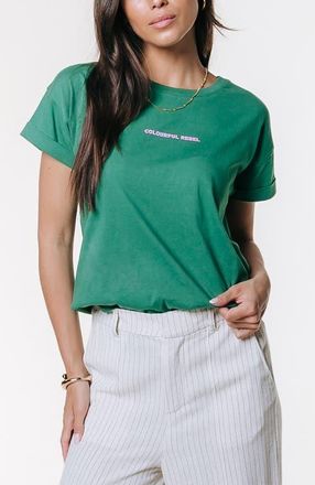 Colourful rebel Uni Logo Boxy Tee in Dark Green at Nordstrom, Size Medium Eu