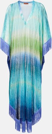 Missoni Caftano a zig-zag in crochet con lamé e frange