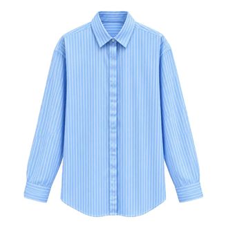 Mars&eacute;m Marsem - Gestreepte Knopen Blouse - Dames - Blouses & Shirts - Blauw - Maat: S Katoen