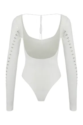 ANNA OCTOBER Womens Long Sleeve Knitted Body White Viscose Tops Top