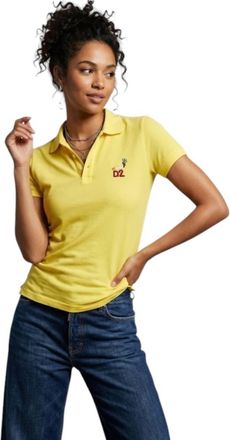 Dsquared2 Womens Graphic Logo Cotton Polo T-Shirt In Yellow