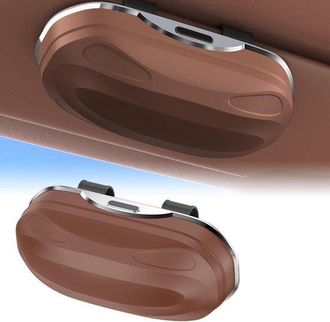 OEM Soporte Para Gafas De Sol - Estuche Para Gafas - Interior Del Coche - Manejo Con Una Sola Mano - 19 Cm De Largo - Marr&oacute;n