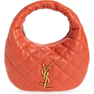 Saint Laurent Baby Icare Quilted Leather Hobo Bag in Orange Celosia at Nordstrom