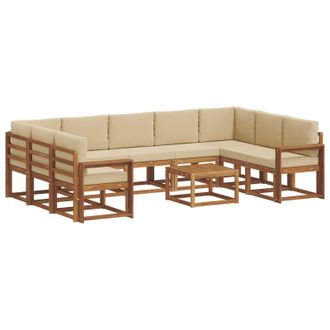 vidaXL Conjunto De Sof&aacute;s De Exterior Con Coj&iacute;n 10 Pcs Natural Y Beige Vidaxl