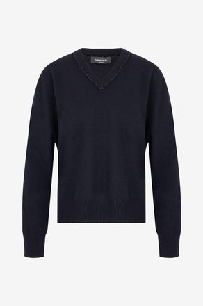 Fabiana Filippi Weiter Wollmix-Pullover mit glitzerndem V-Ausschnitt