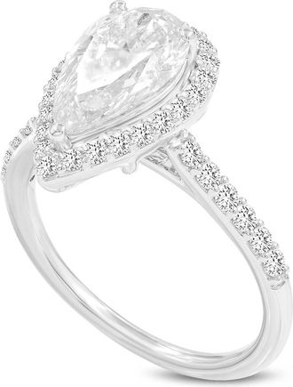 LuvMyJewelry Hana 14K White Gold Pear Lab Grown Diamond Halo Engagement Ring - 2.48 Ct