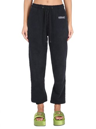 Versace Black Cotton Logo Activewear