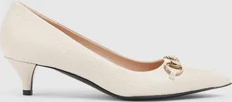 Gucci Womens Pump With Horsebit, Beige, Leather