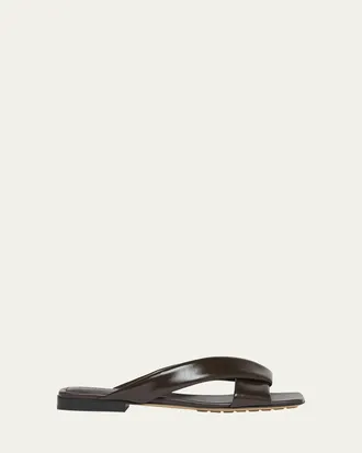☆国内発送☆ BOTTEGA VENETA RIVA LEATHER FLAT SANDALS Bottega Veneta Riva Criss Cross Leather Flat Sandals