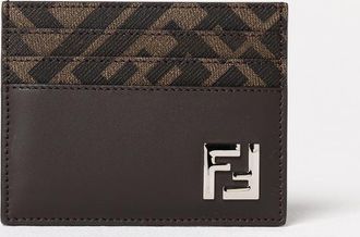 Fendi Portacarte di credito FF Squared in pelle e cotone spalmato