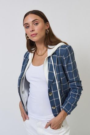 Central Park West Nevada Windowpane Dickey Jacket in Navy at Nordstrom, Size X-Small